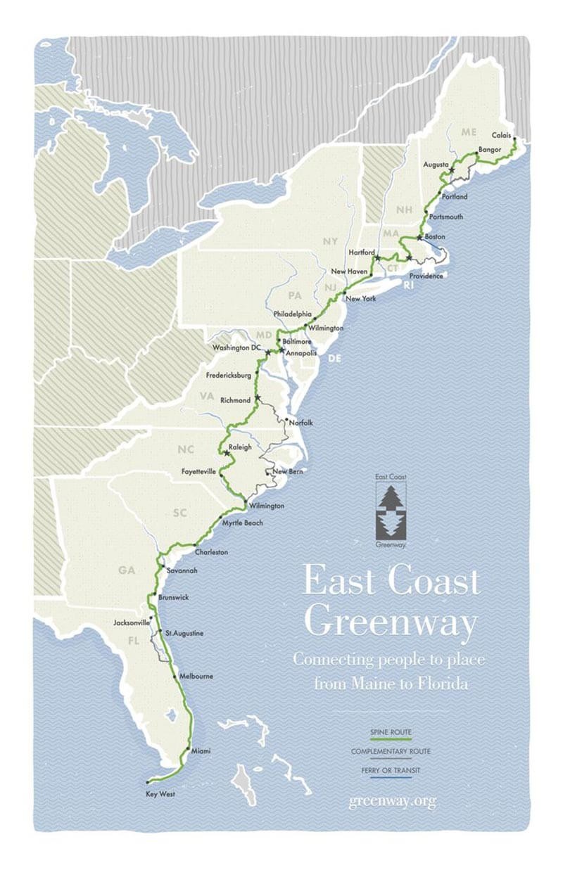 East Coast Greenway map